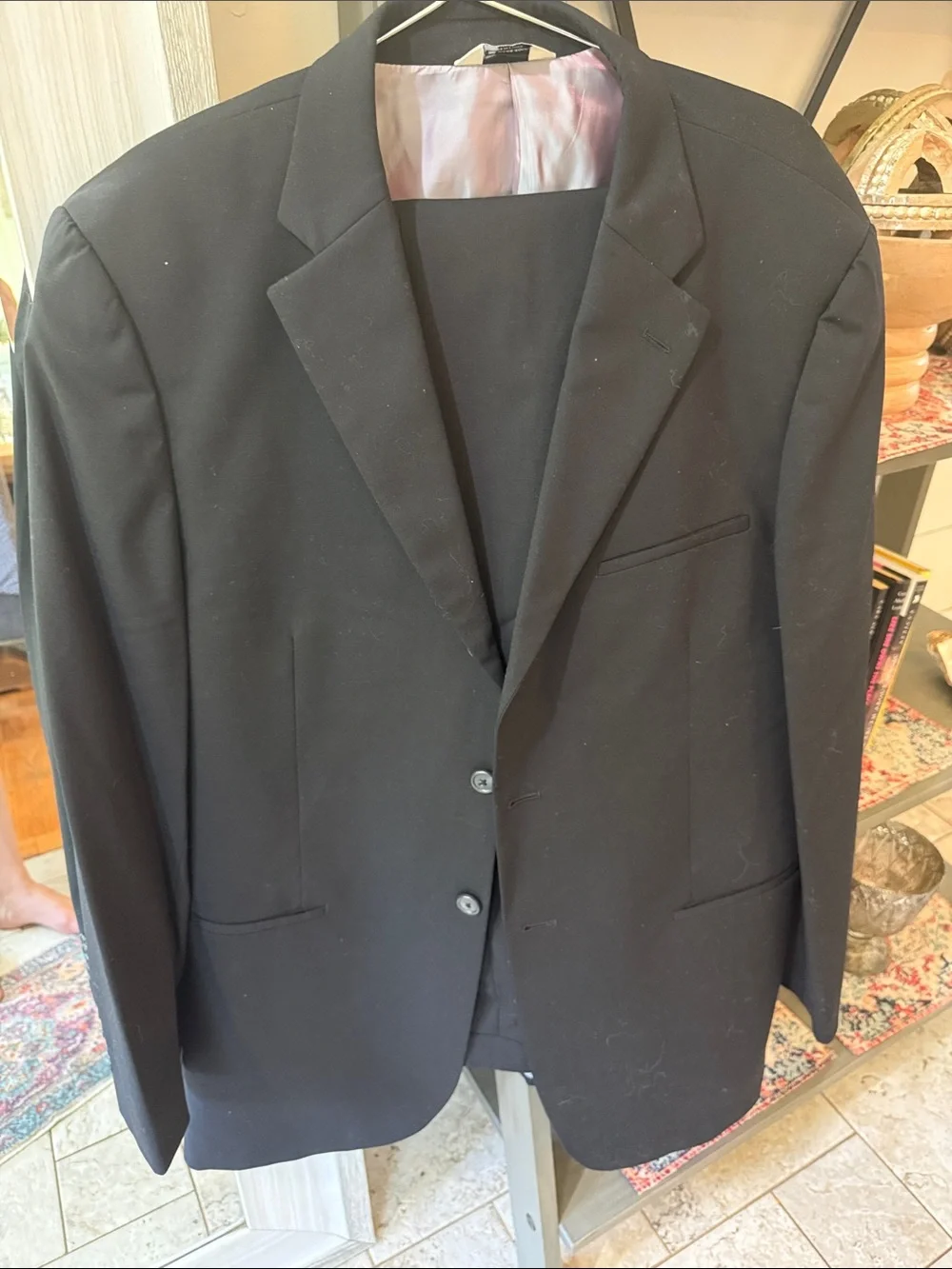 Men's Black Two-Button Suit Jacket and Trousers